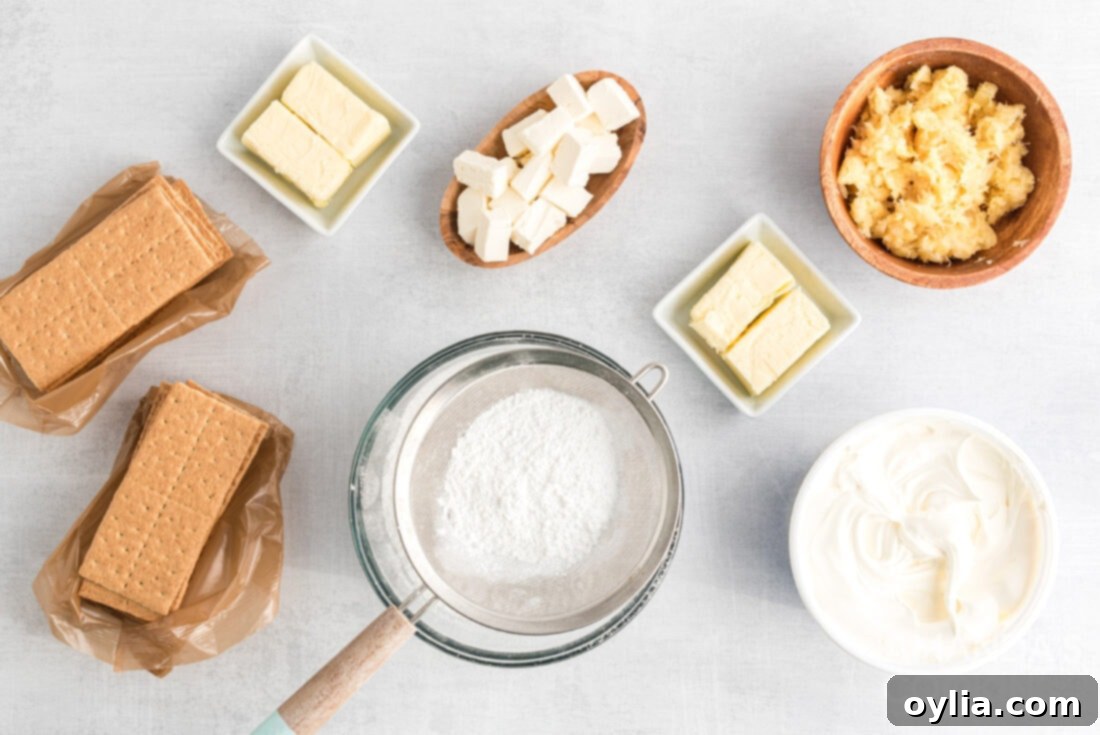 All the fresh ingredients for Pineapple Dream Dessert laid out on a clean surface, ready for preparation.