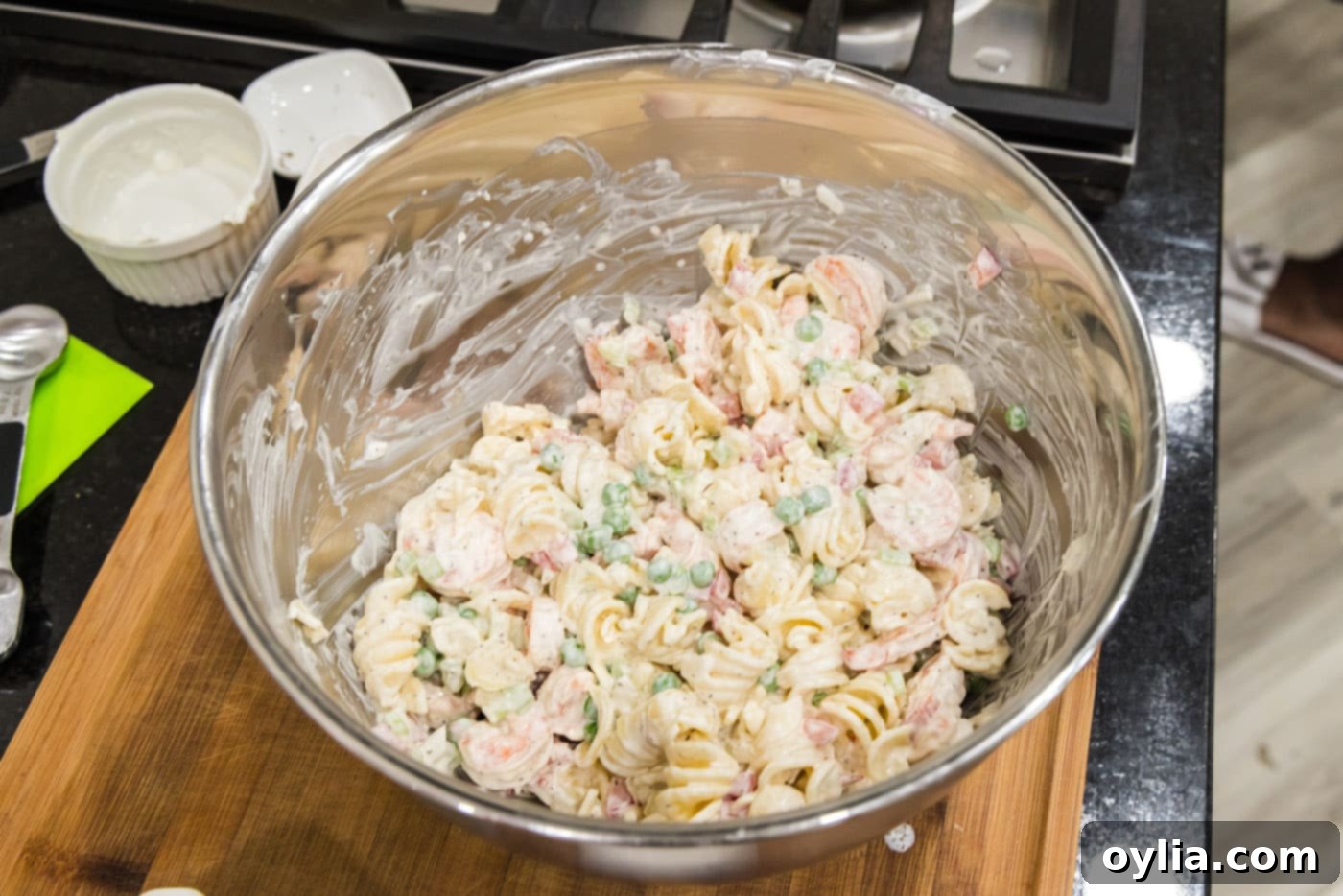mixed creamy shrimp pasta salad