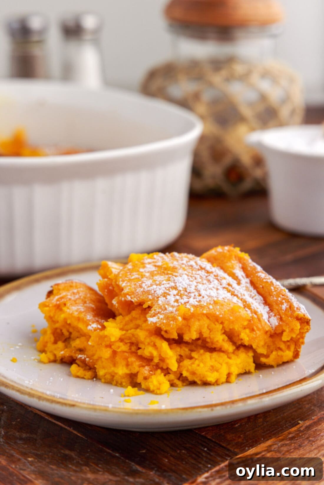 Serving of Carrot Souffle on a plate