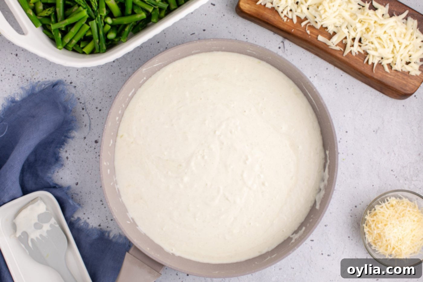 cheese sauce in a skillet
