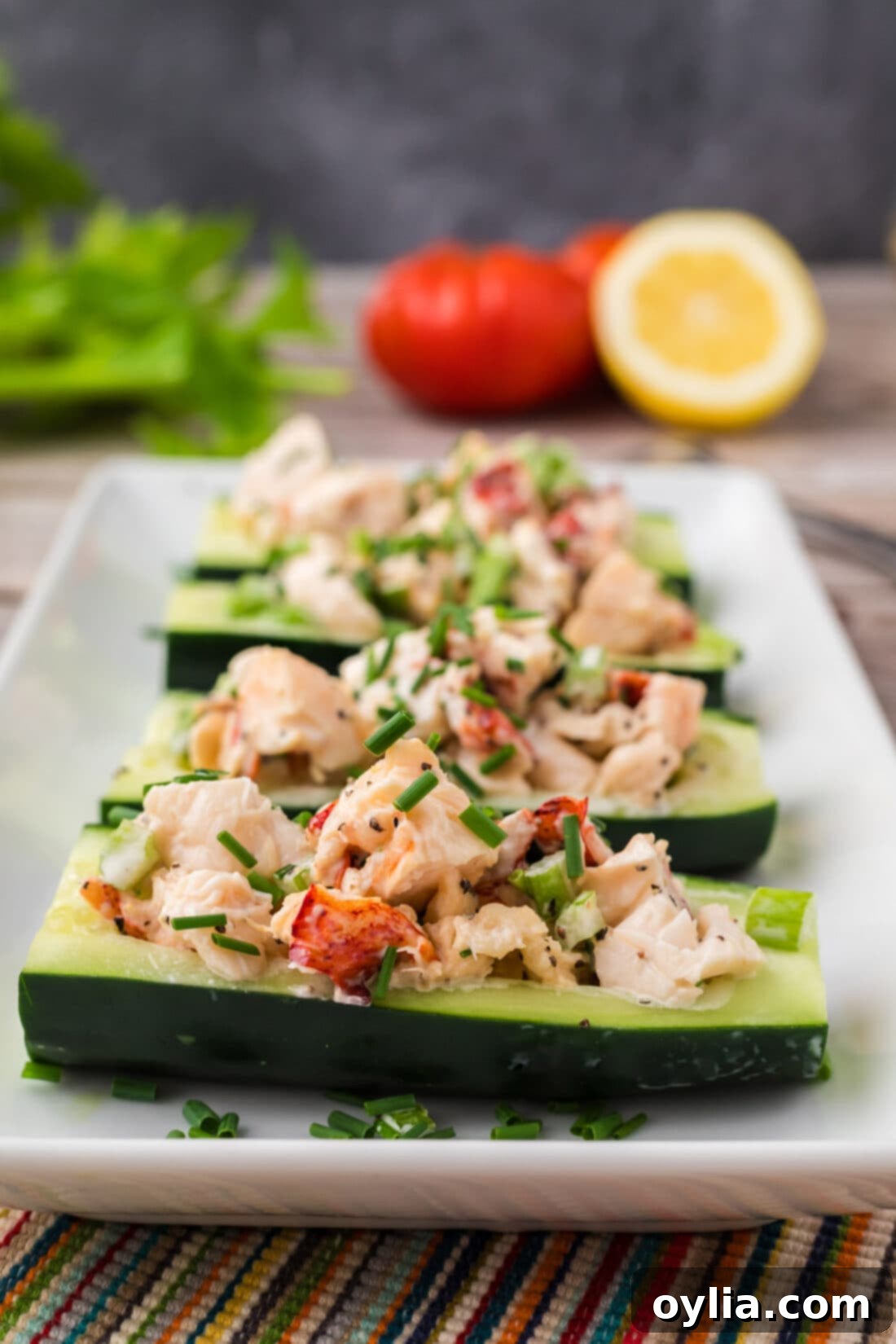 Close up photo of Lobster Cucumber Boats