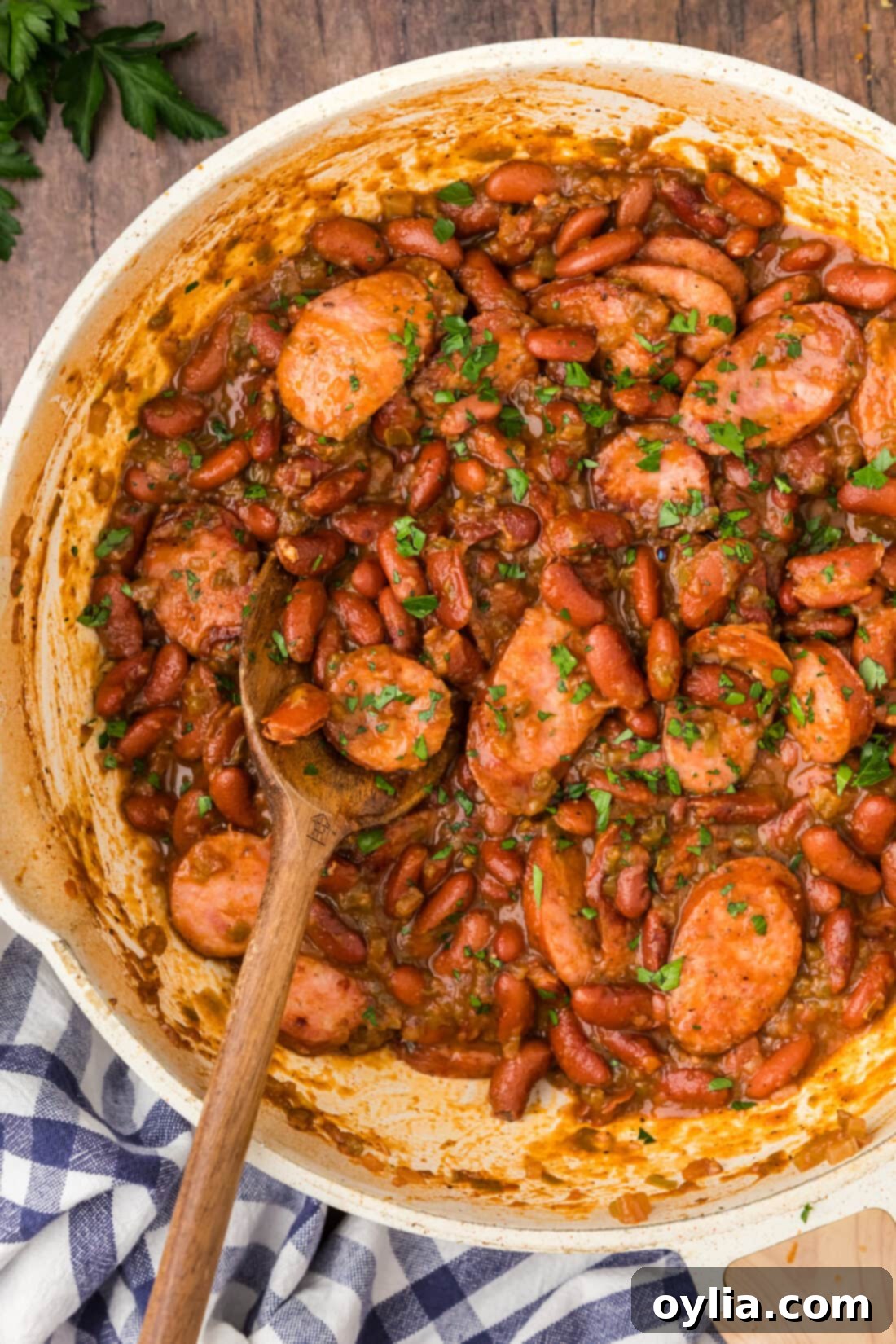 Cajun Red Beans in a skillet