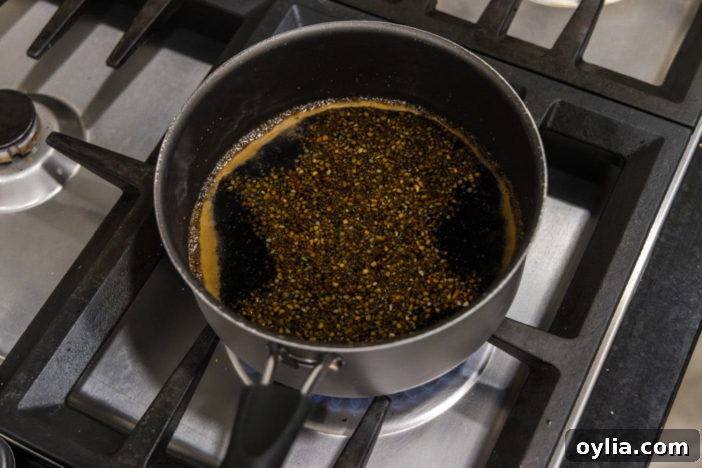 honey garlic sauce in a saucepan