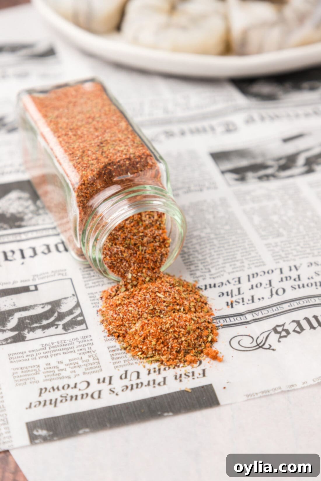 Shrimp Seasoning spilled out of a spice jar