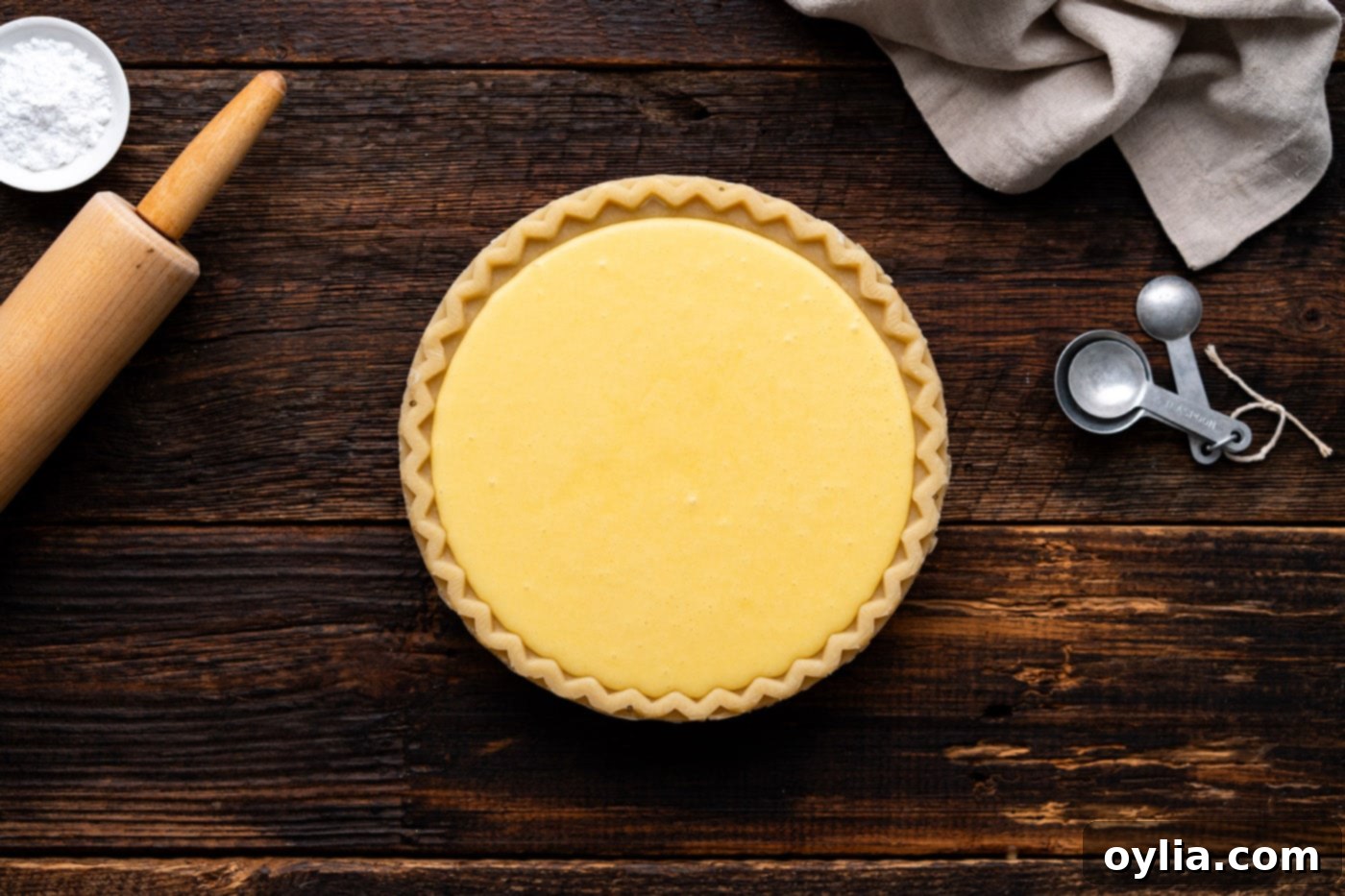overhead of unbaked chess pie