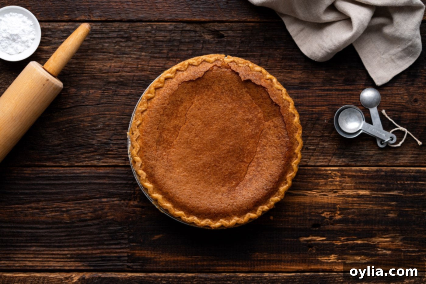 baked chess pie overhead