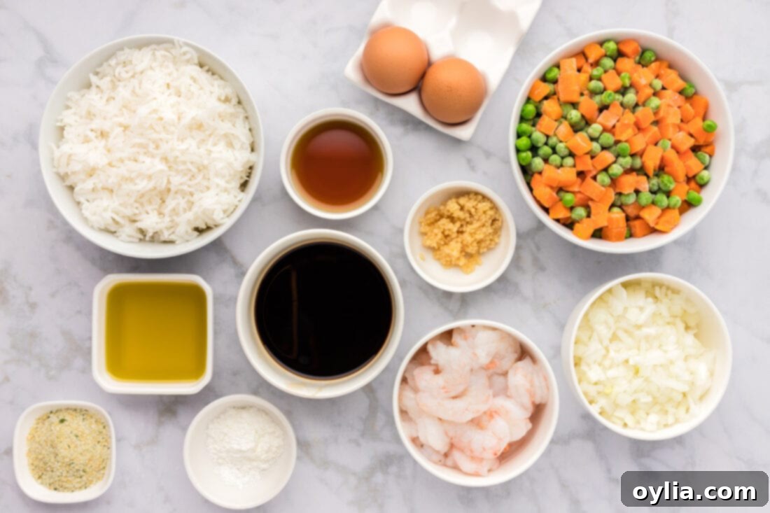 Ingredients for Shrimp Fried Rice