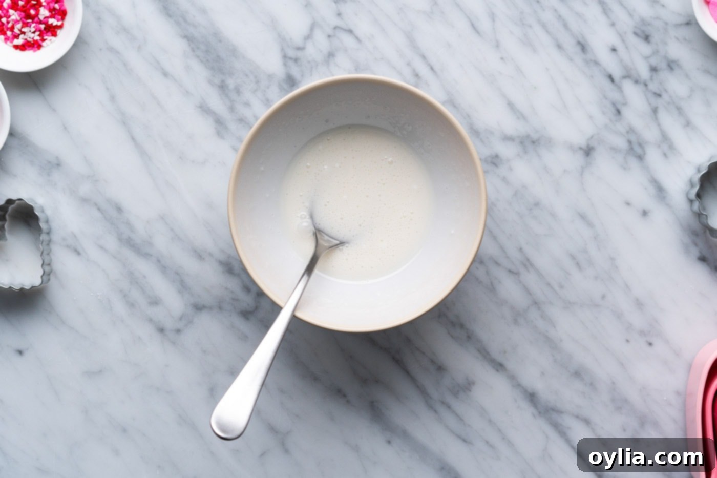 simple powdered sugar glaze in a bowl