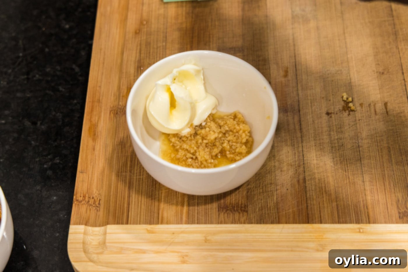 garlic and butter in a bowl