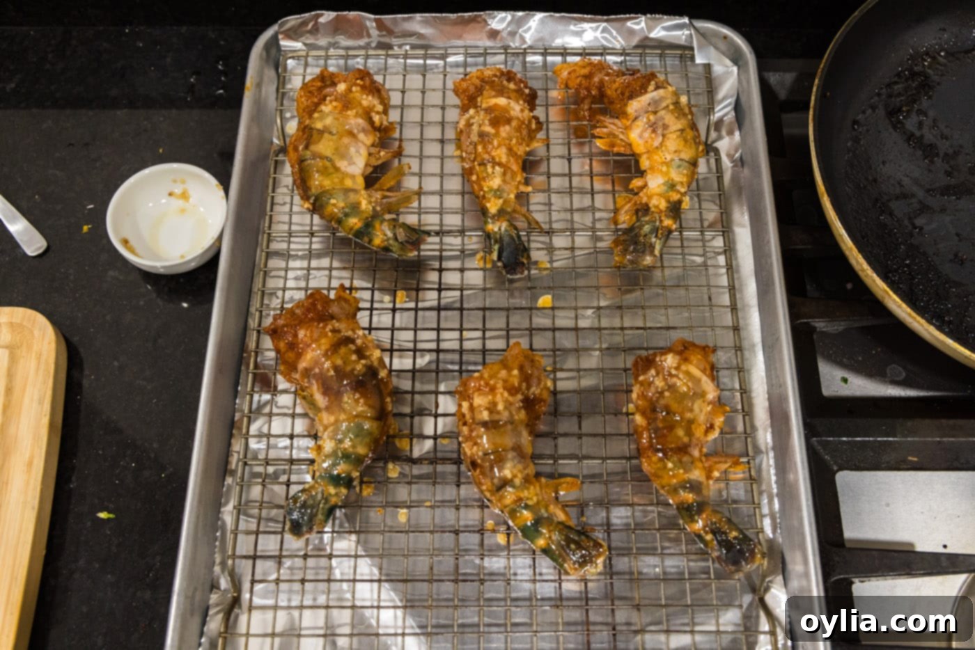 colossal shrimp on baking sheet