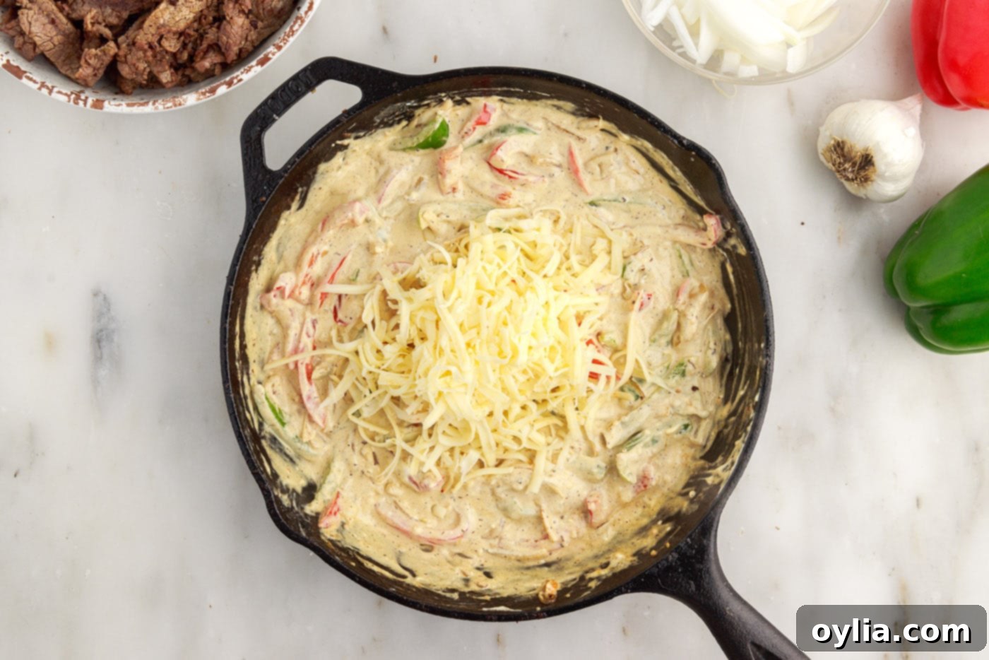 shredded cheese added to casserole ingredients