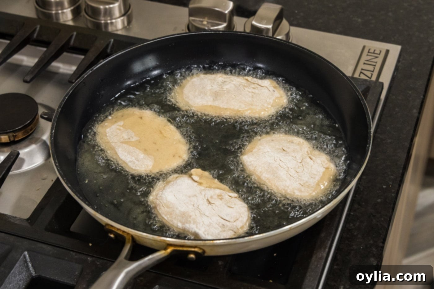 pan fried korean fish cakes in a skillet