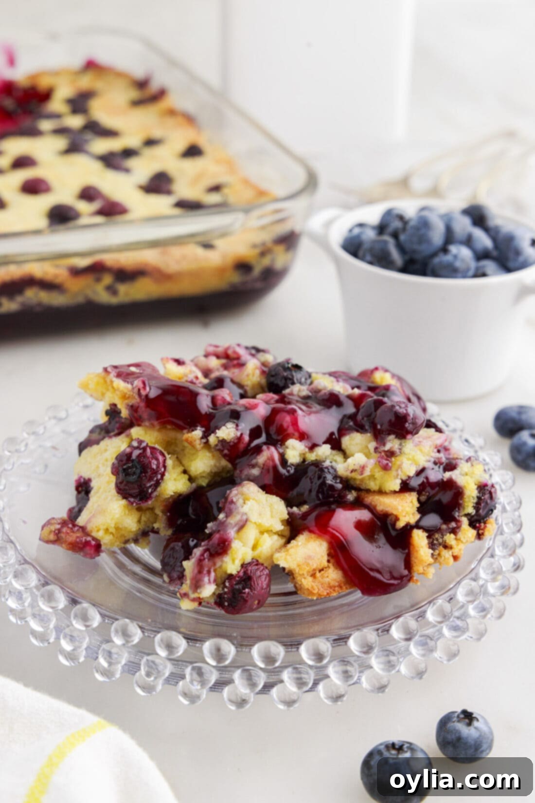 Blueberry Dump Cake on a plate