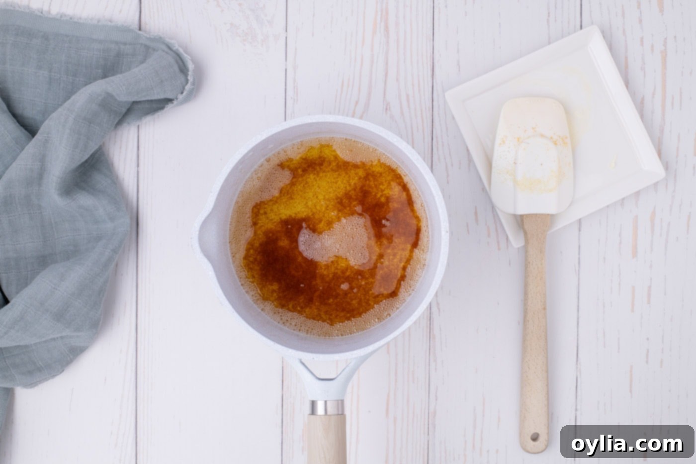 browned butter in a saucepan