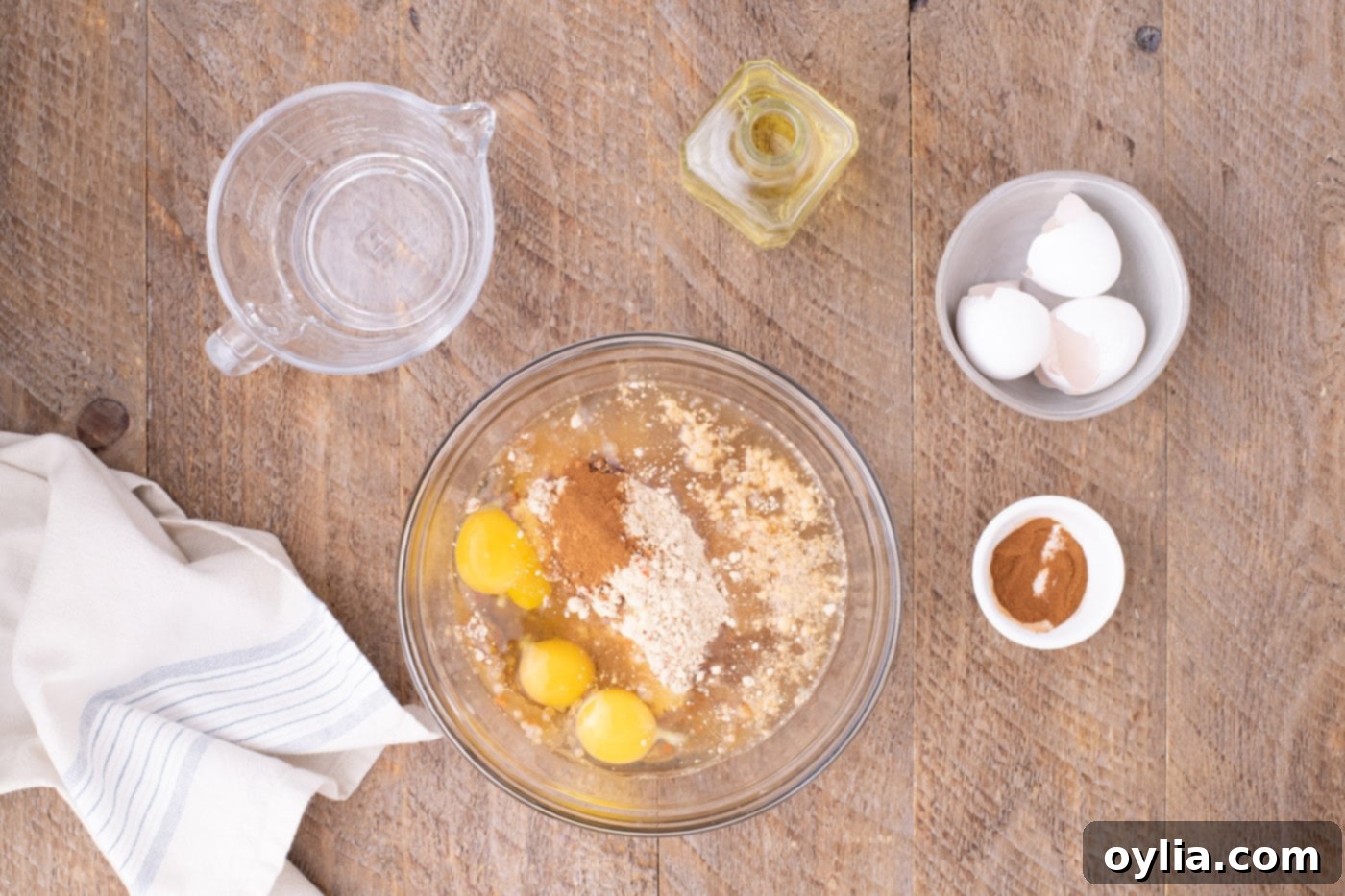 cake mix with eggs, oil, and water