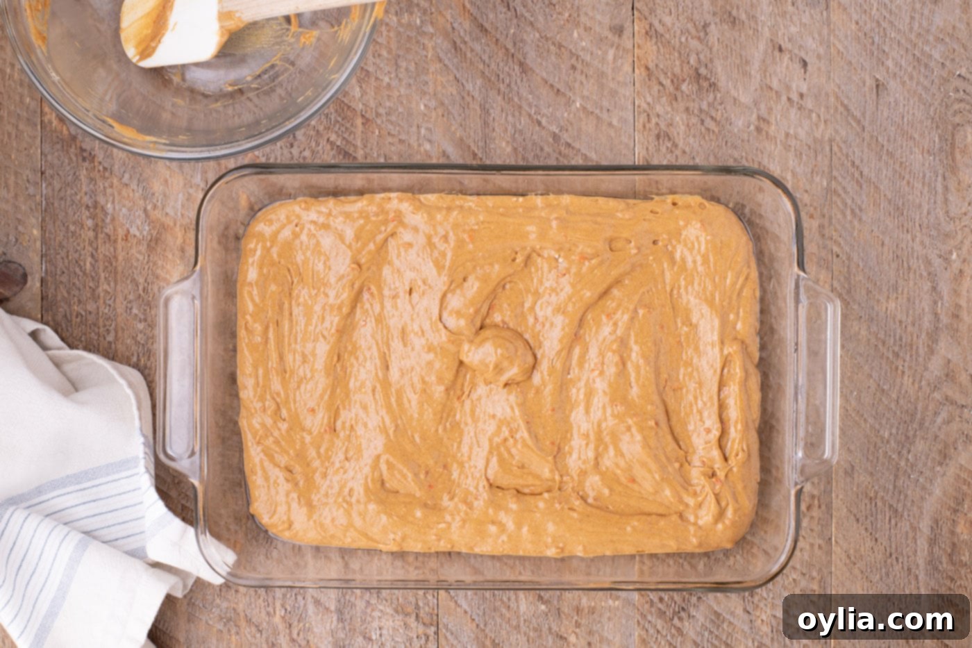 carrot cake cake mix ingredients in a baking dish