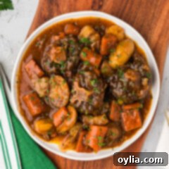 Overhead photo of a plate of Instant Pot Oxtail