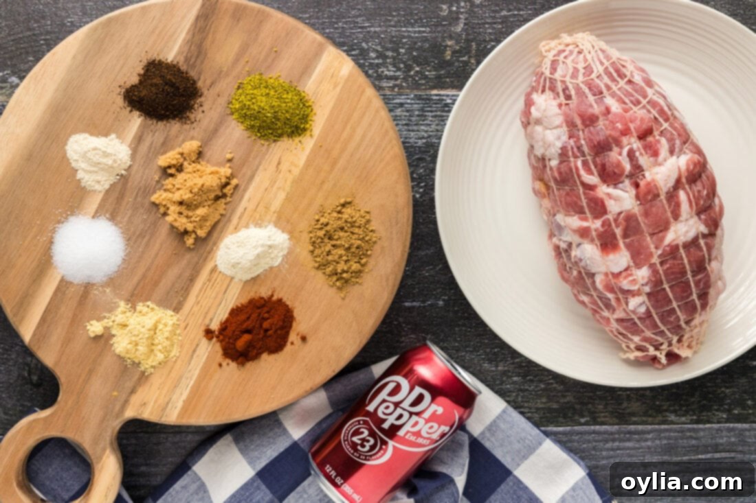 Collection of fresh ingredients for Pulled Pork Sandwiches, including buns, pork, and coleslaw