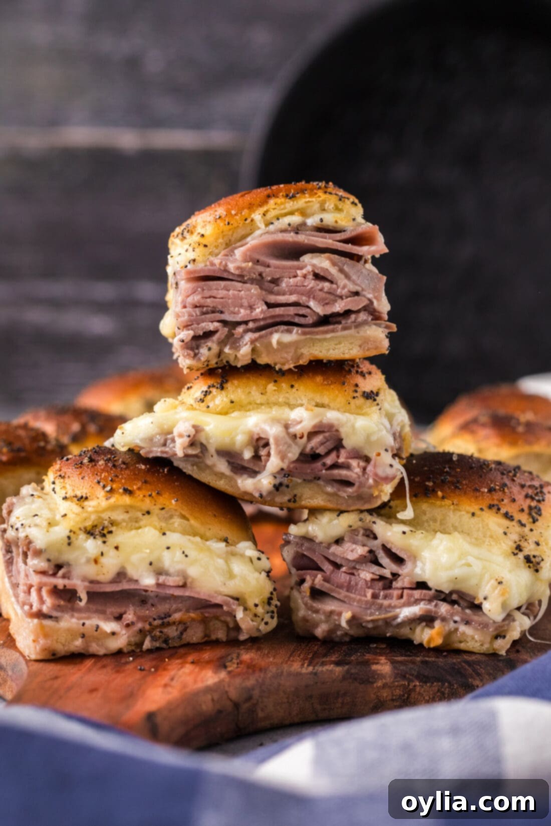 Stack of Roast Beef Sliders