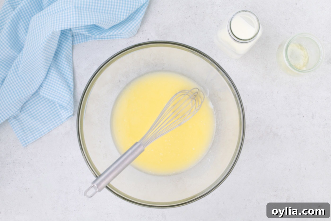 whisked buttermilk and melted butter mixture