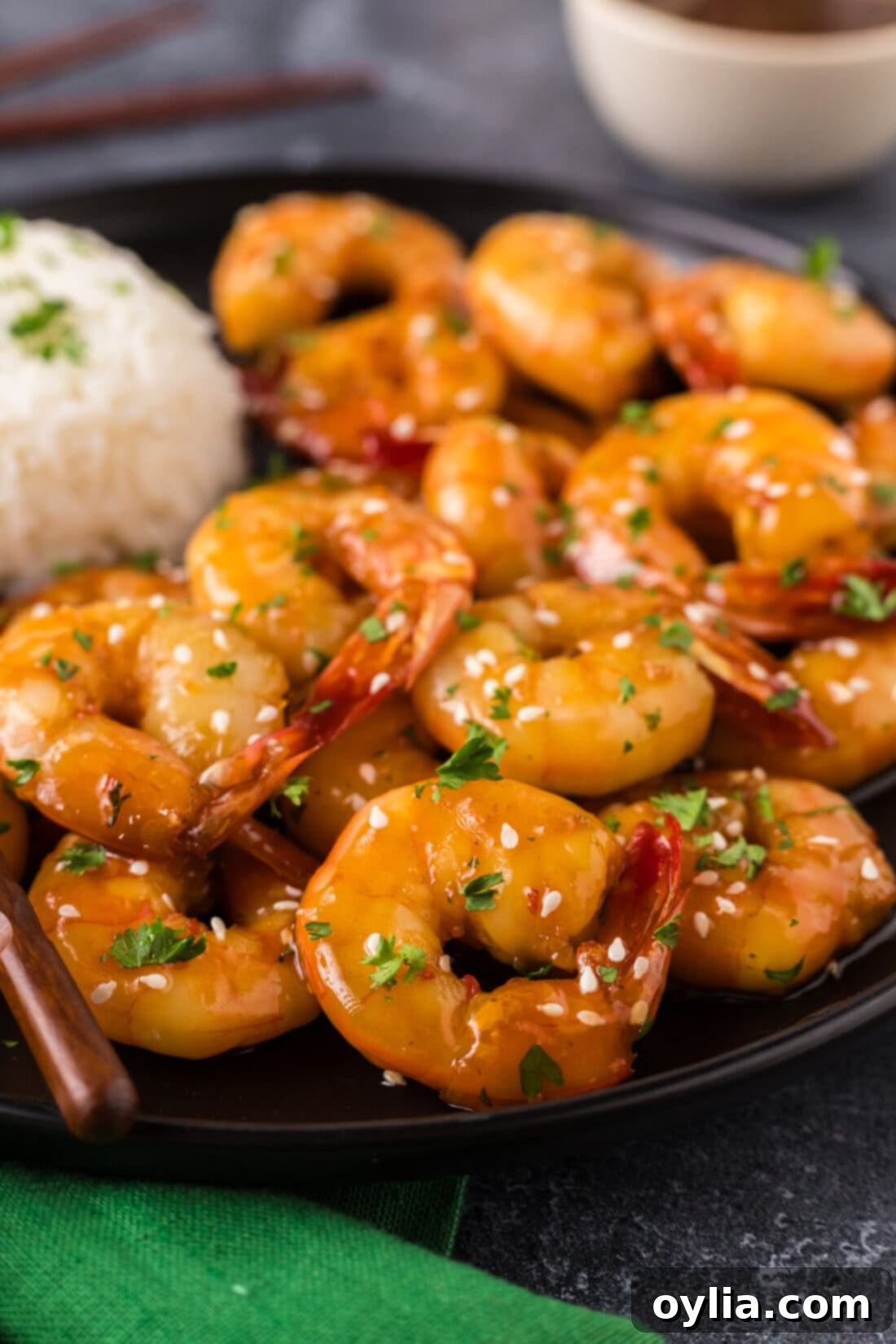 Glazed Honey Garlic Shrimp 11 Close up photo of Honey Garlic Shrimp