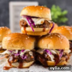 Stack of Pulled Pork Sliders, enticing and delicious