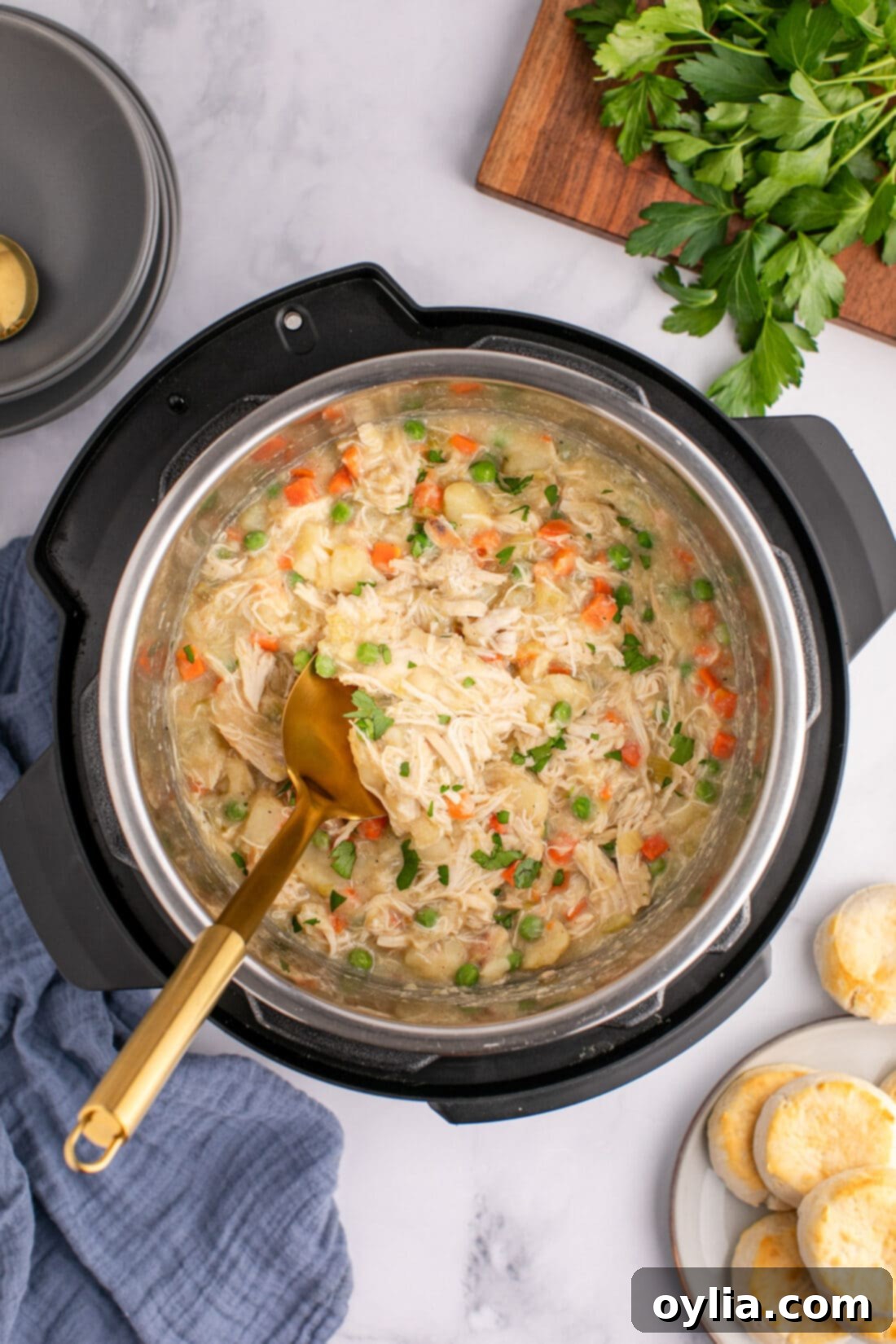 Instant Pot Chicken Pot Pie 2 Instant Pot Chicken Pot Pie with a serving spoon in it