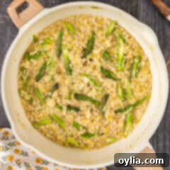 Asparagus Risotto in a skillet