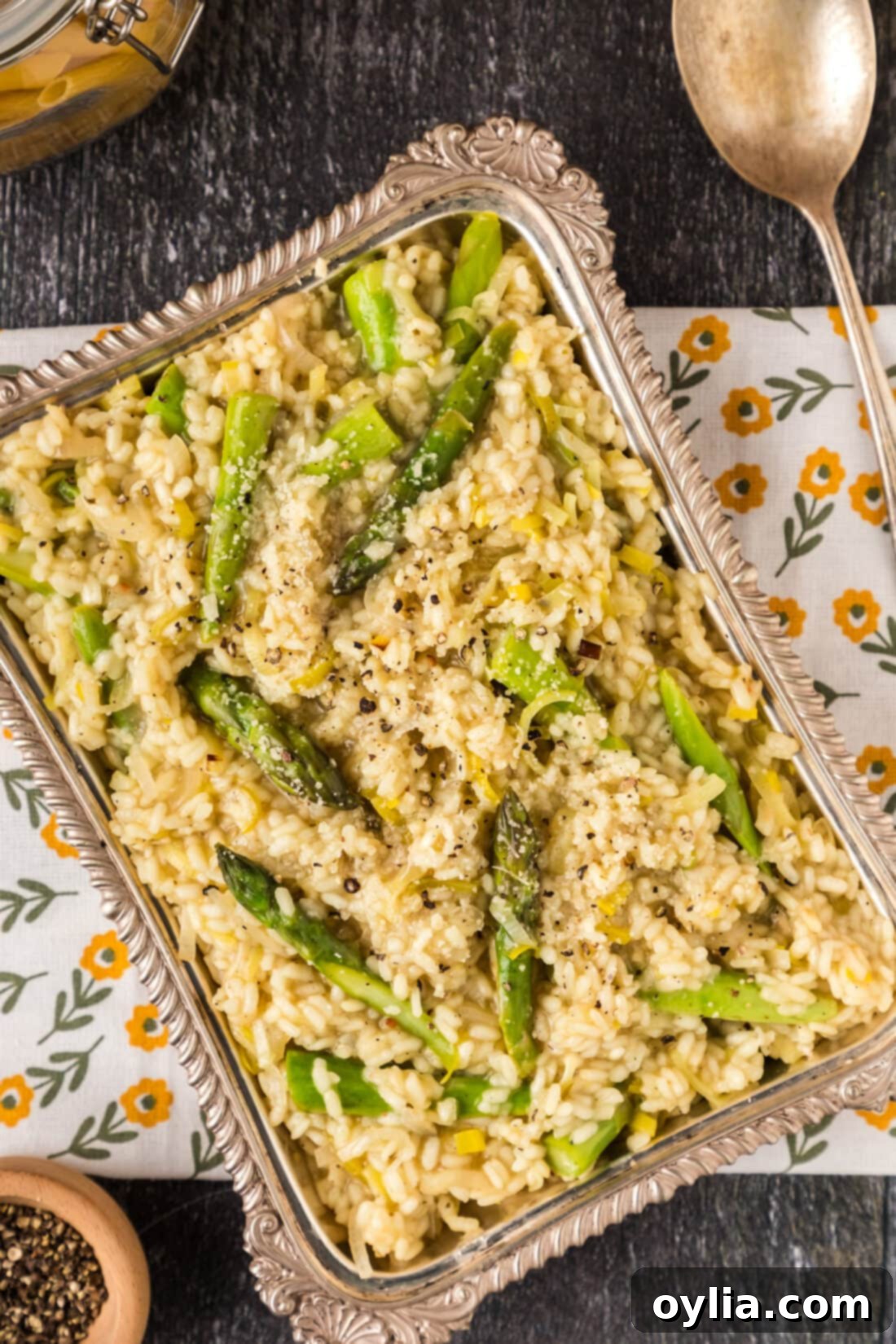 Serving platter of Asparagus Risotto