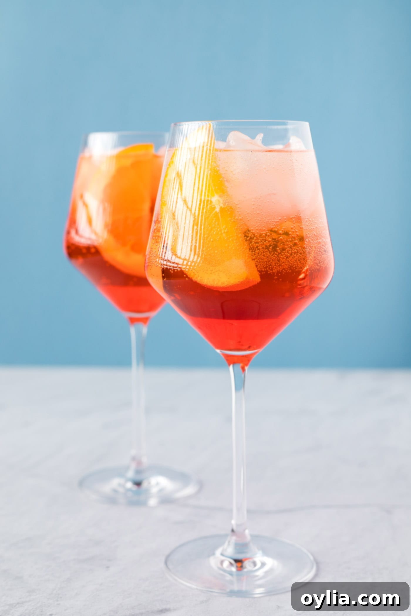 classic Aperol Spritz cocktail recipe in wine glasses