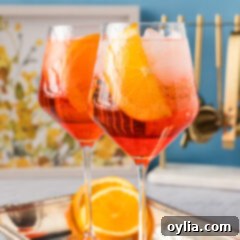Two Aperol Spritz on a platter