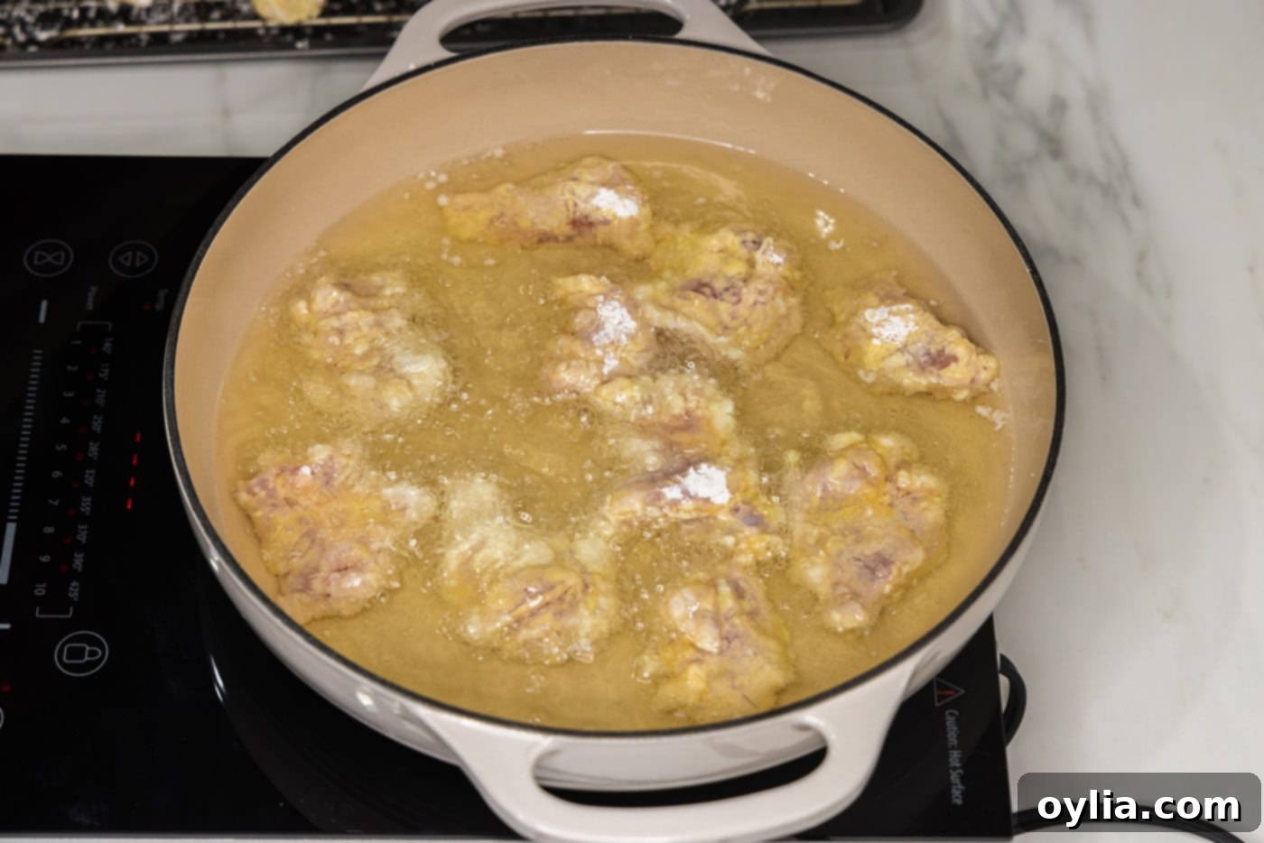 pan frying dredged chicken