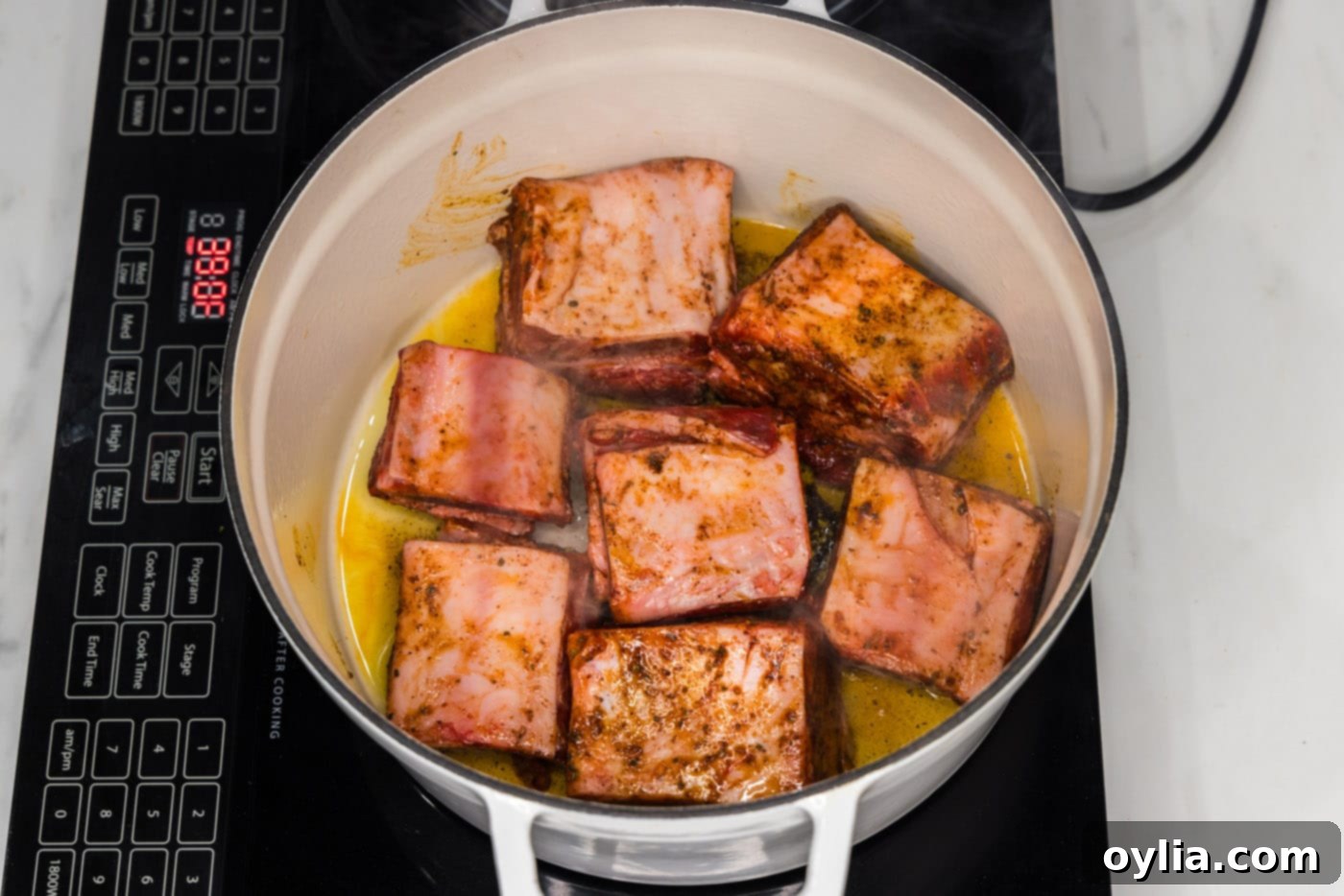 searing short ribs in a dutch oven