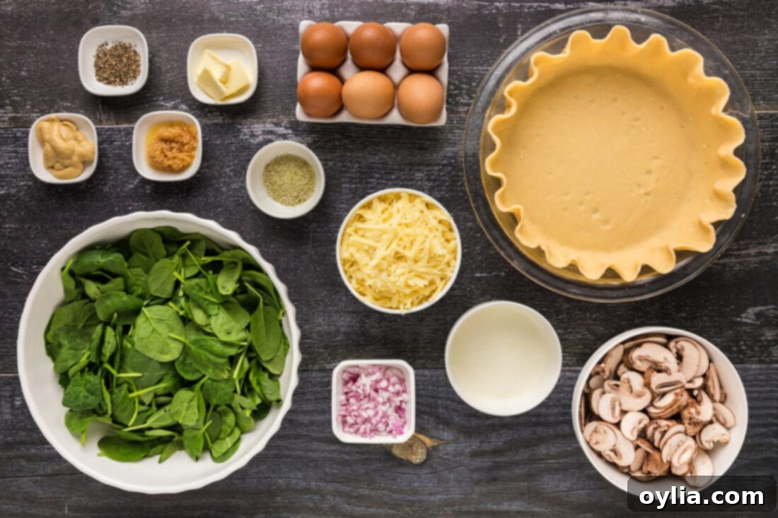 Savory Spinach Mushroom Quiche 4 Ingredients for Spinach Mushroom Quiche