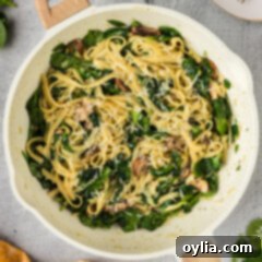 Fresh Spinach Fettuccine 13 Skillet of freshly cooked Spinach Fettuccine with mushrooms and parmesan
