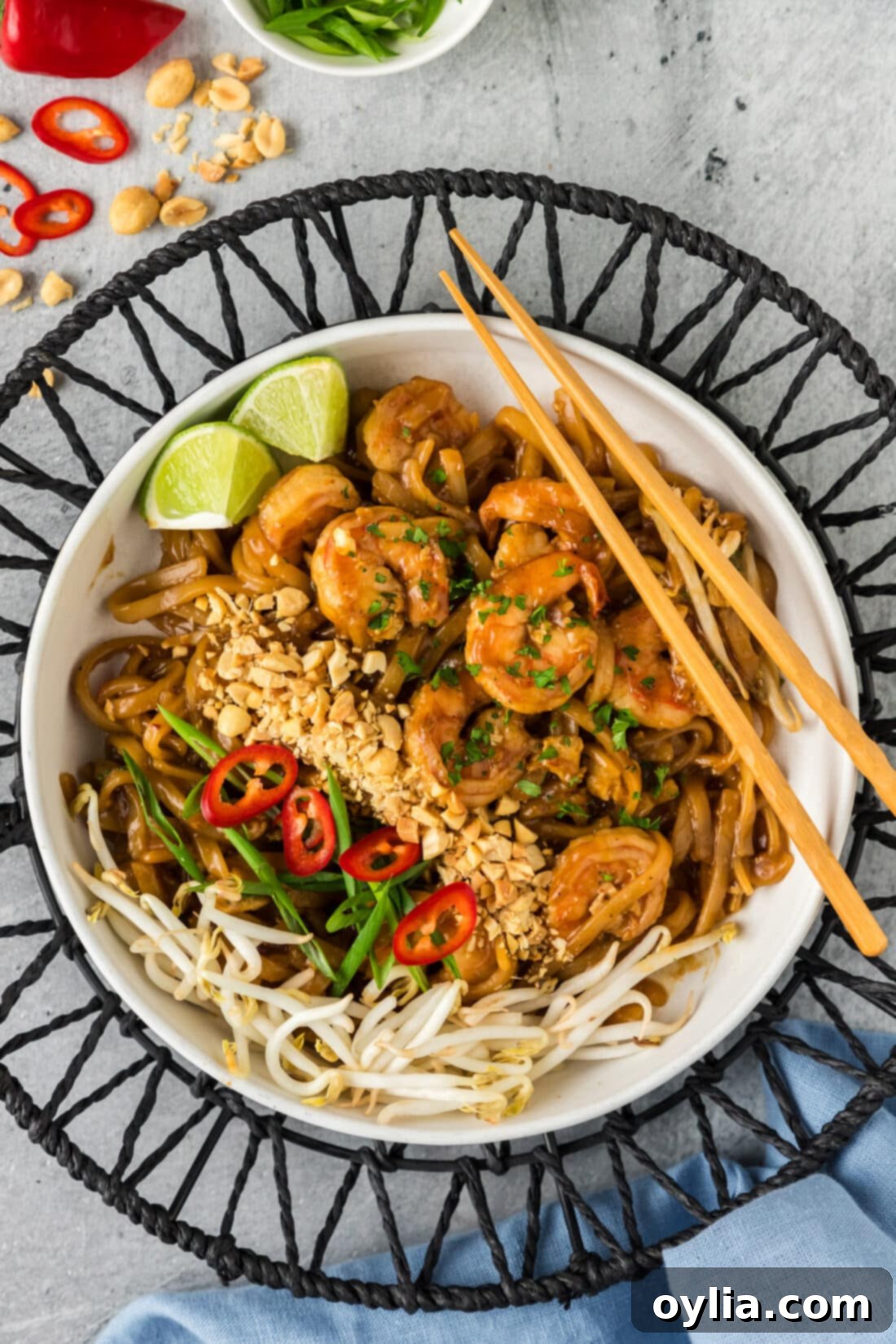 Flavorful Shrimp Pad Thai 2 Bowl of Shrimp Pad Thai with chopsticks
