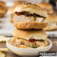 Stack of two Gouda Chicken Sliders