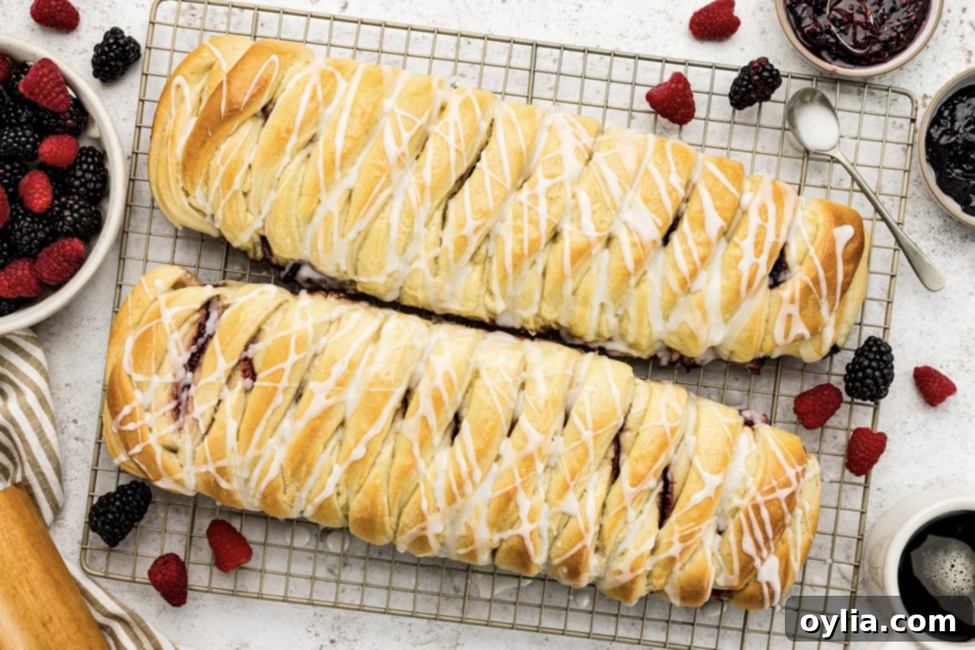 Glazed breakfast danish overhead shot