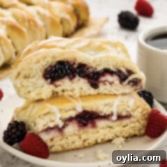 Stack of two slices of Braided Breakfast Danish