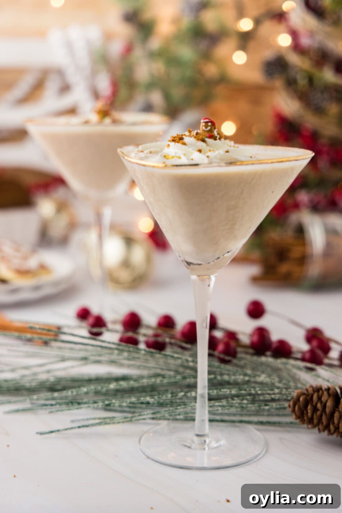 Side photo of two Gingerbread Martinis