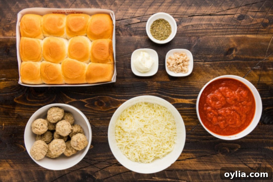 Ingredients for Meatball Sliders