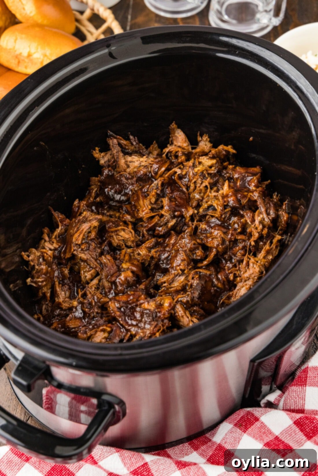 Crockpot filled with Crockpot BBQ Beef
