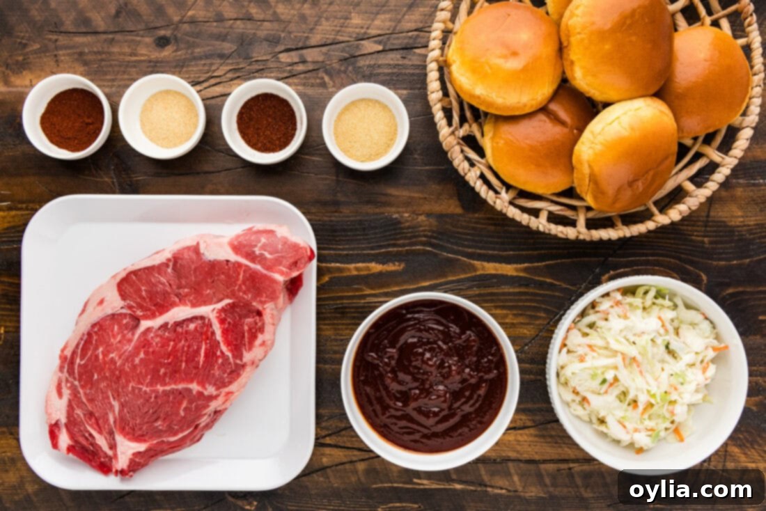 Ingredients for Crockpot BBQ Beef Sandwiches