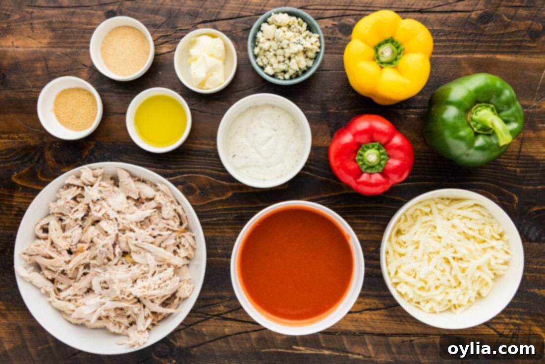 Buffalo Chicken Stuffed Bell Peppers 4 Ingredients for Buffalo Chicken Stuffed Peppers